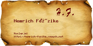 Hemrich Füzike névjegykártya